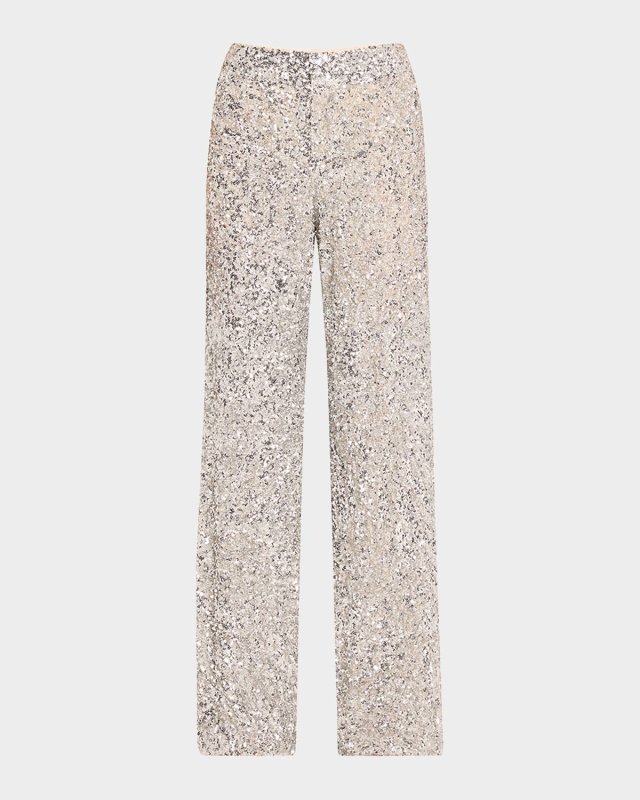 Mame Sequined Wide-Leg Pants
